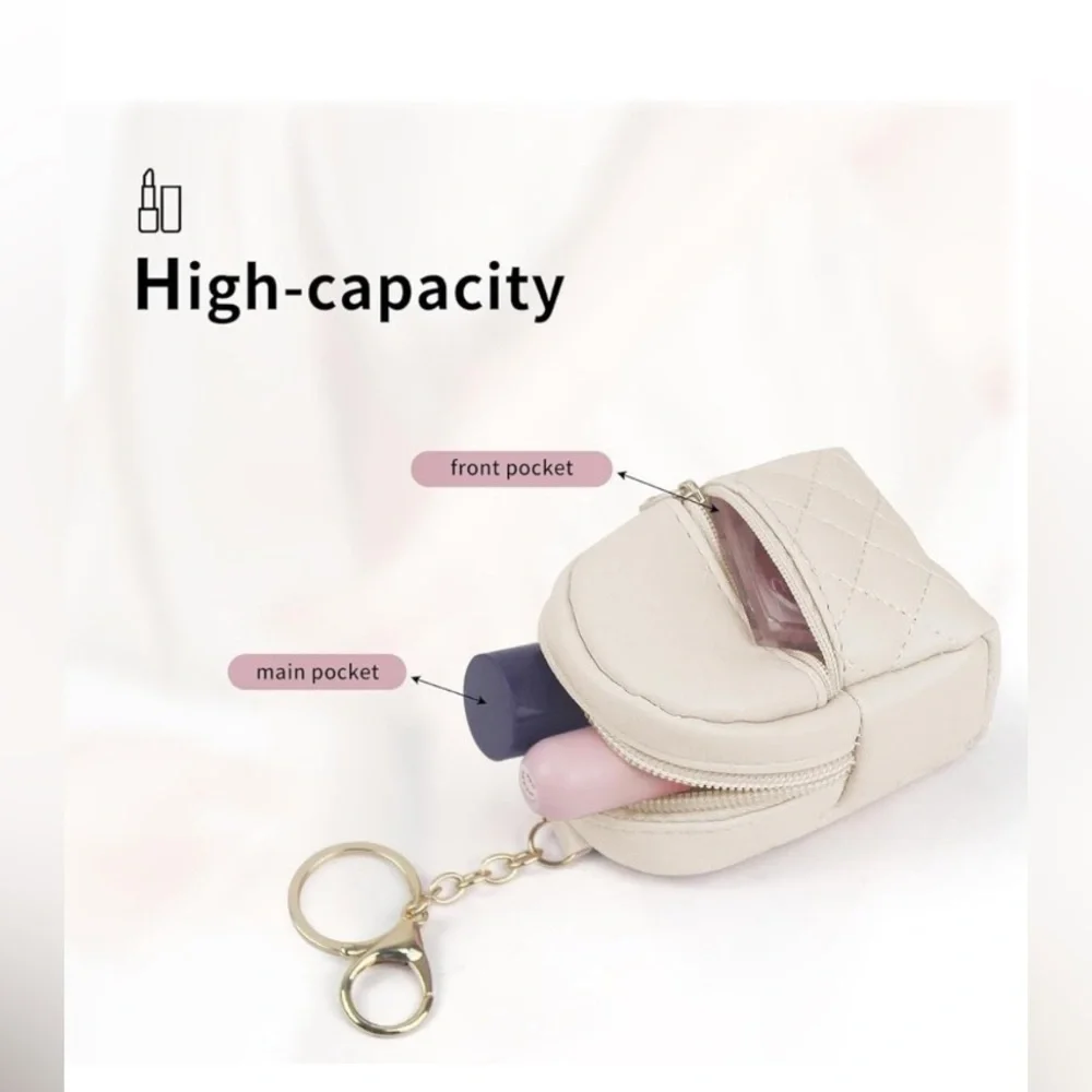 Mini Backpack Coin/Cosmetic Purse - Bag Charm Key Chain - Pink - Picture 4 of 8